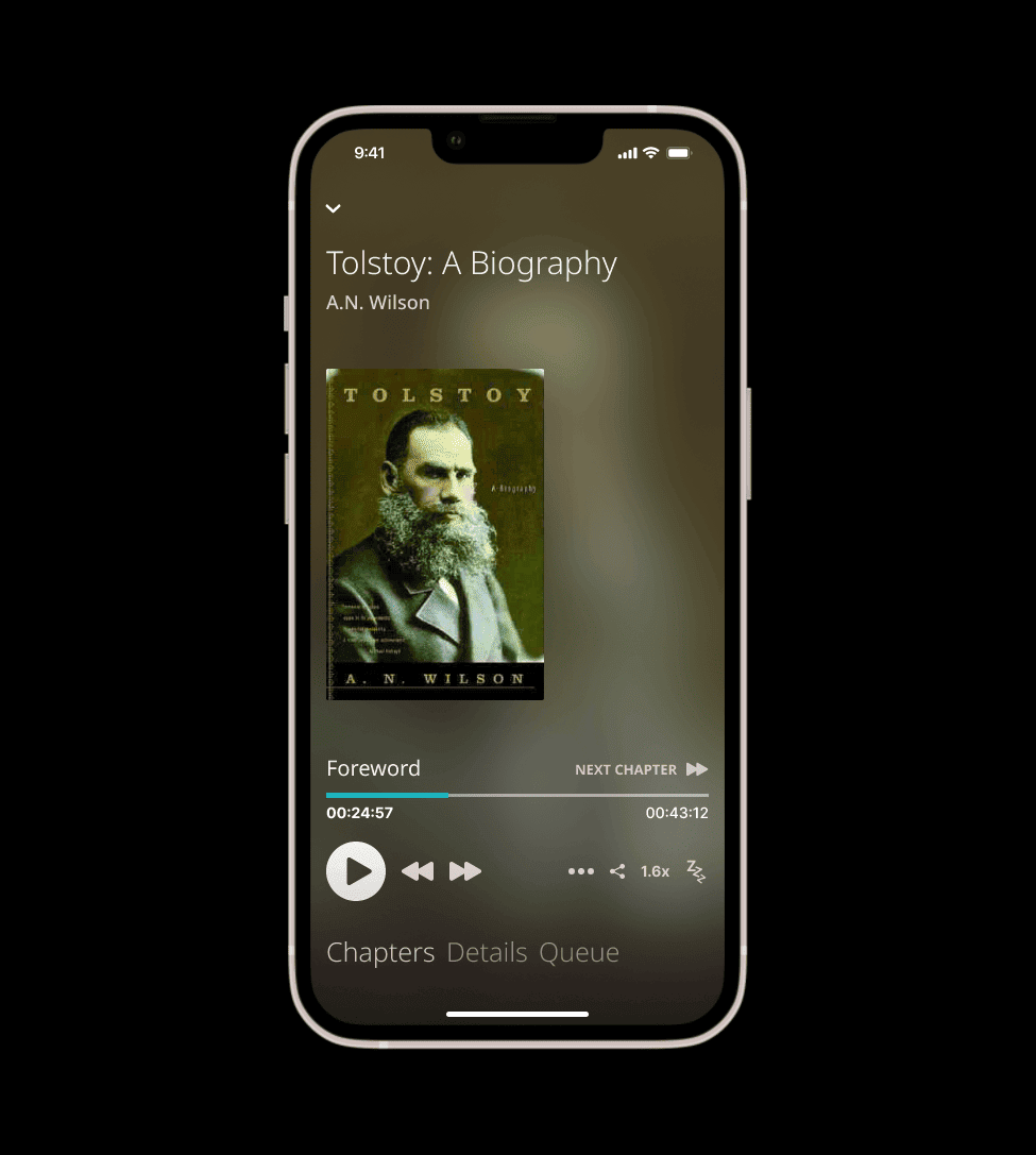 the player interface of an audiobooks app