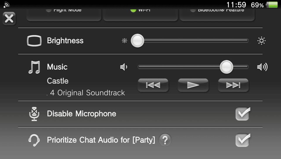 a screenshot displaying the quick menu integration of the default music player