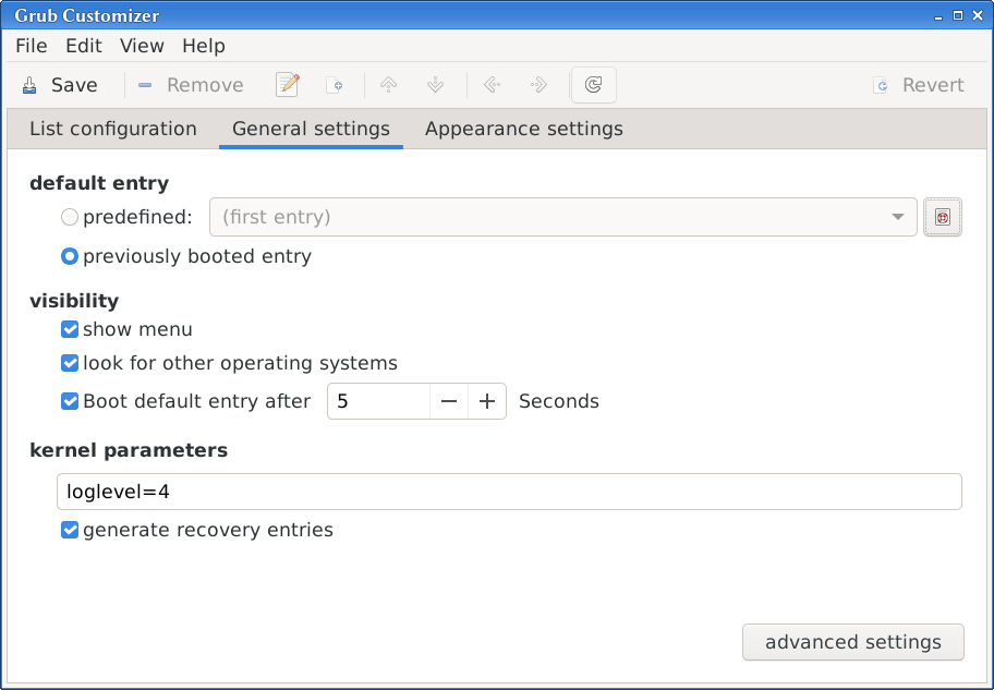 screenshot #2 of grub customizer